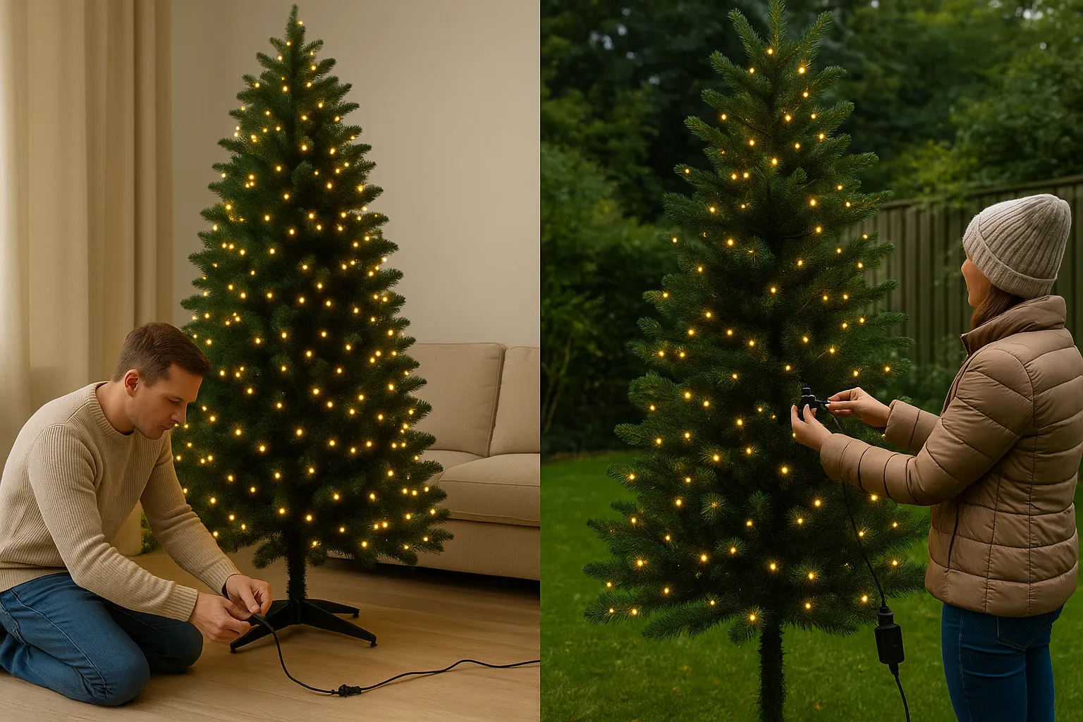 Kā droši un efektīvi uzstādīt izgaismotu eglīti iekštelpās un ārā
